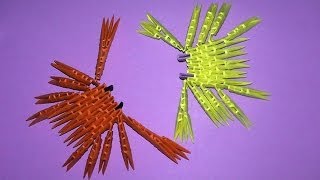 How to make a paper crab. 3D origami tutorial for beginners