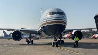 (loud) Boeing 767-300ER stand arrival \u0026 shutdown