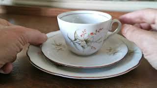 Vintage Kahla Floral China Tea Cup Saucer \u0026 Side Plate Trio