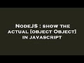 NodeJS : show the actual [object Object] in javascript