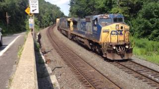 CSX RIVERLINE Q410 meets Q433 at CP102 West Camp N.Y. 7/21/'17