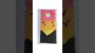 how to draw sunset oil pastel #channelpages #shortsfeed #viralshorts  #subscribe #trending