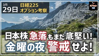 【日経225オプション考察】3/29 日本株 急落もまだ底堅い！ 金曜の夜 ボラティリティ高に警戒せよ！