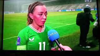 Katie McCabe lets slip the F word to the RTE interviewer after Rep Of Ireland's 4.0 loss to Slovenia