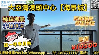 惠州大亞灣澳頭中心【海景城】頭排海景·樓王單位！游輪回港60分鐘！0首付送18個月月供！單價10500蚊起！