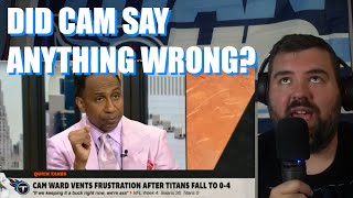 Tennessee Titans fan reaction to ESPN First Take questioning Cam Ward's leadership
