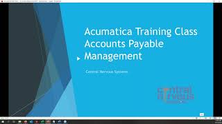 Acumatica Training Class - Accounts Payable Review