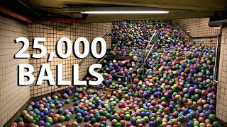 25,000 balls in the metro stairs, Blender animation, EEVEE, rigid body simulation