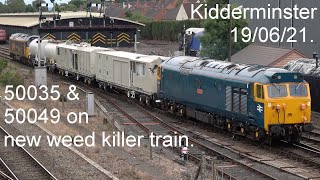 50035 \u0026 50049 with new weed killer train, Kidderminster 19/06/21.