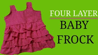 FOUR LAYER BABY FROCK l FRILL FROCK l FROCK CUTTING & STITCHING