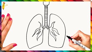 How To Draw The Lungs Step By Step - Lungs Drawing Easy