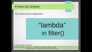 Q.76 to Q.80 Python - Lambda Expressions in filter function | Solved Python Practice Exercises
