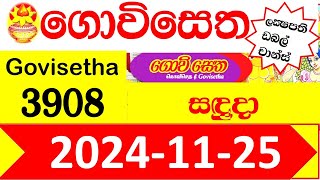 Govisetha Today 3908 Results 2024.11.25 Lottery Result  අද ගොවිසෙත ලොතරැයි ප්‍රතිඵල nlb