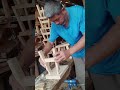 Assembly process of wood stool legs