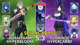 New 5.3 Spiral Abyss | Alhiatham Hyperbloom Team and Clorinde Hypercarry | Genshin Impact Floor 12