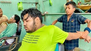The Best Relaxing ASMR Head, Neck, Back & Hands Massage By Small boy💈Kid Barber in Bangladesh 🇧🇩