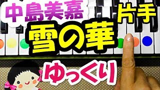 中島美嘉【雪の華】ゆっくり初心者向け簡単ピアノ1本指ドレミ字幕付き