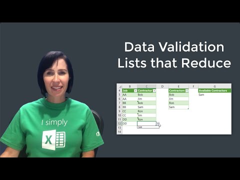 Excel: Reduce the data validation list