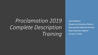 Proclamation 2019 Complete Description Training