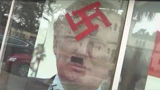 Trump campaign poster defaced