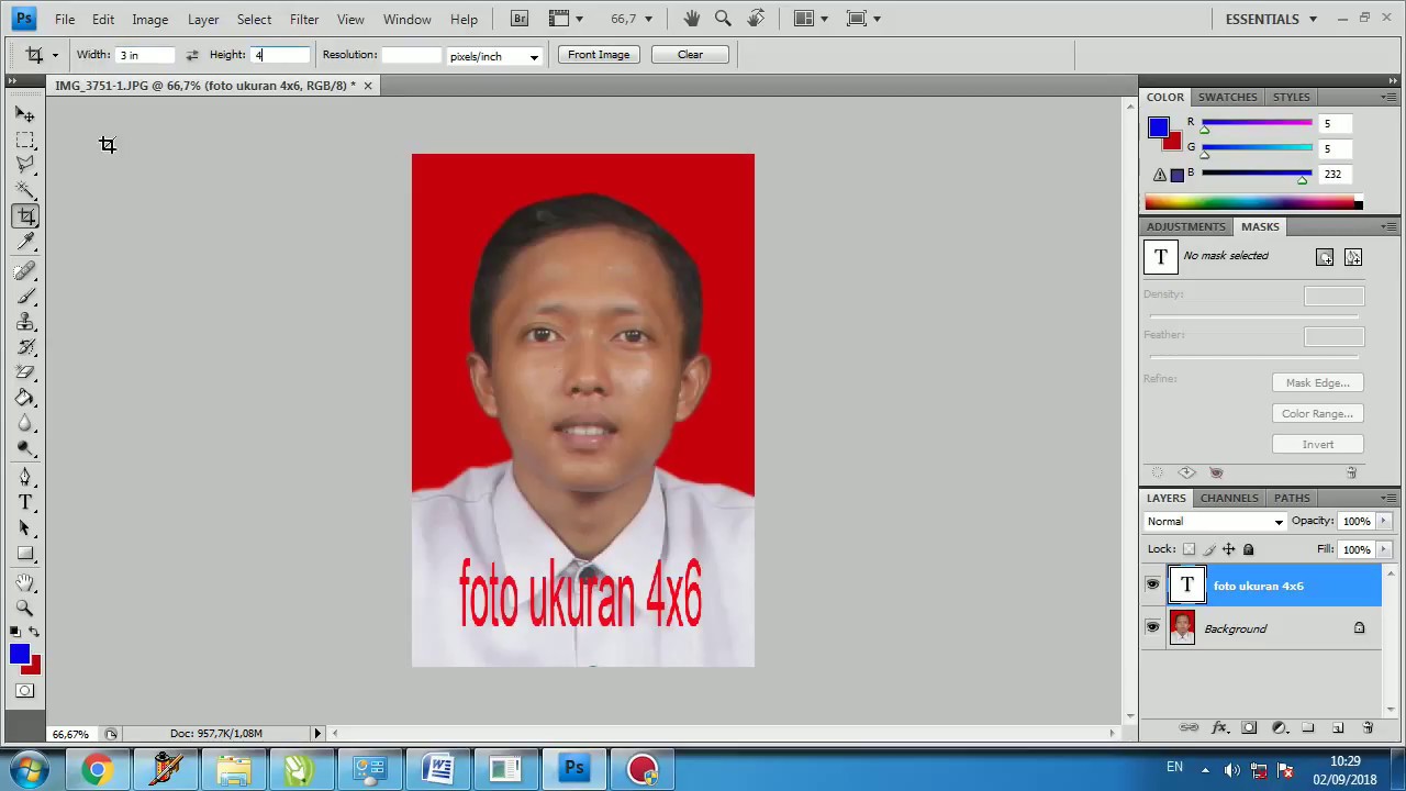 Cara Ubah Ukuran Pas Foto Menjadi 2x3, 3x4 Dan 4x6 Di Photoshop - YouTube