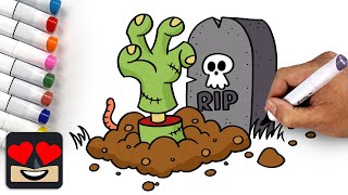 How To Draw a Zombie Graveyard EASY
