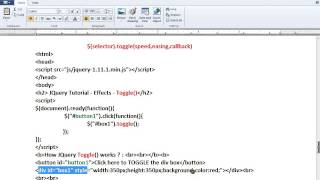 TOGGLE METHOD IN JQUERY EFFECTS DEMO