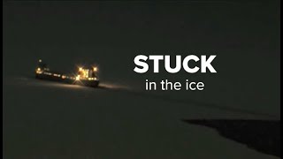 Huge freighter stuck in Lake Erie ice off Buffalo shoreline