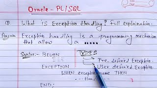 PLSQL Exception Handling | Learn Coding