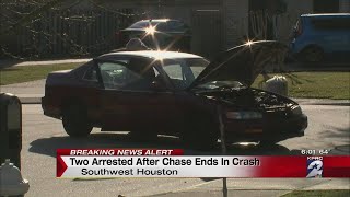 Two arrested after chase ends in crash