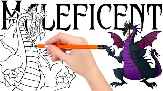 How to draw Maleficent turned into a dragon