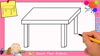 Dessin table FACILE etape par etape - Comment dessiner une table FACILEMENT