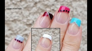FIVE EASY FRENCH MANICURE NAIL DESIGNS Without Tape & Stickers