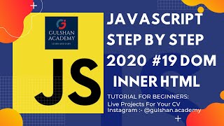 #javascript 19- JavaScript DOM InnerHTML Tutorial for Beginners | Javascript gulshan academy