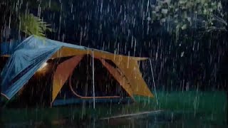 99% Fall Asleep Fast With Heavy Rain \u0026 Thunder On Tent zZZZZzzzz