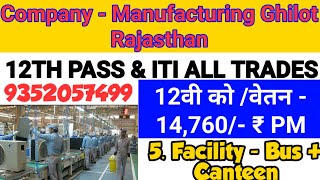 Company - Manufacturing Job Location Ghilot Rajasthan 202||salary 15575 per month requirement job