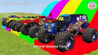 Triple Flatbed Trailer Monster Trucks Transport with Slide Color - BeamNG.drive 249