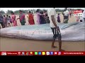 blue whale washes ashore in andhra pradesh 5 ಟನ್ ತೂಕದ ನೀಲ ತಿಮಿಂಗಿಲವನ್ನು ಕಾಣಲು ಬರುತ್ತಿರುವ ಜನರು