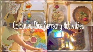 SENSORY PLAY with RICE for 1-2 year olds | Coloured rice activity for babies and toddlers