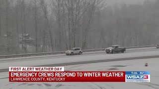 Emergency crews respond to wintry weather in Lawrence County, Ky.