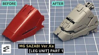 Gunpla Custom Build / SAZABI Ver.Ka LEG Part 01 - Panel line scribing