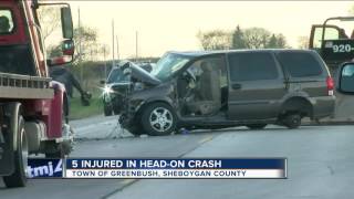 Five injured in head-on crash in Sheboygan County