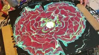 'Diverge' -A Little Symmetry and Order in Chaos- Fluid Acrylic Spin Pour with 6 Swipes HD