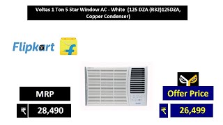 Voltas 1 Ton 5 Star Window AC   White  125 DZA R32125DZA, Copper Condenser