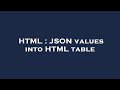 HTML : JSON values into HTML table