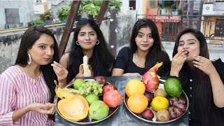 Desi Vs Videsi Fruits Eating Challenge | Avacado, Dragon Fruit, Kiwi, Big Rasbhari | Food Challenge