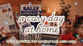 a cosy day in snowy england! | intermezzo journal spread, new murakami book, new notion setup + more