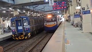 4208次樹林發車經由宜蘭線開往蘇澳的單組EMU500型四輛一編組EMU513區間車，和8145次試運轉EMU705+EMU706阿福號列車