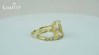 Louily Sparkle Yellow Gold Oval Cut Wedding Ring Set In Sterling Silver