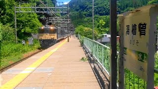 〔4K UHD//sp〕JR東日本・上越線：湯檜曽駅、EF64 1031+E235系 横クラF-18編成11B/「新津出場配給」走行シーン。《配9728レ》